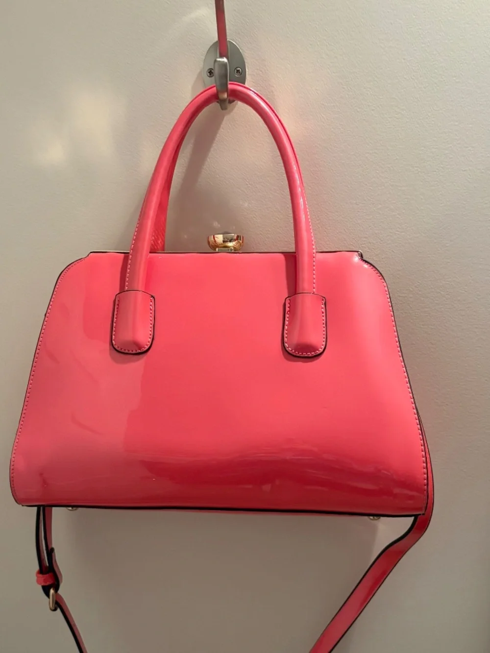 Boutique Hot Pink, Patten Framed Satchel Bag.